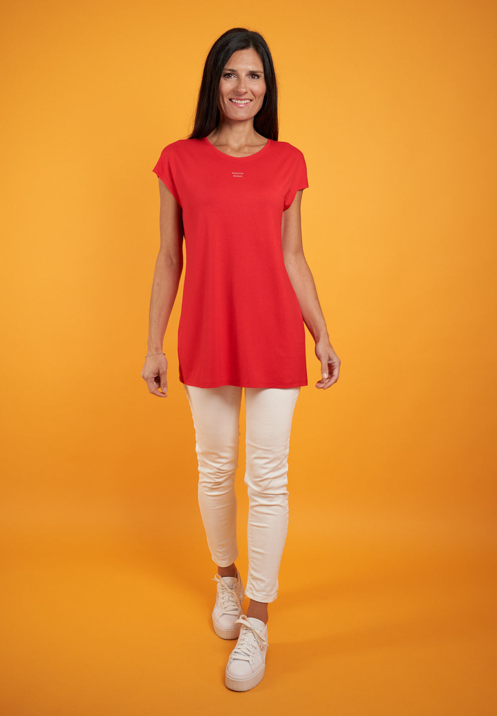 Seidel Longshirt Uni Strass rot