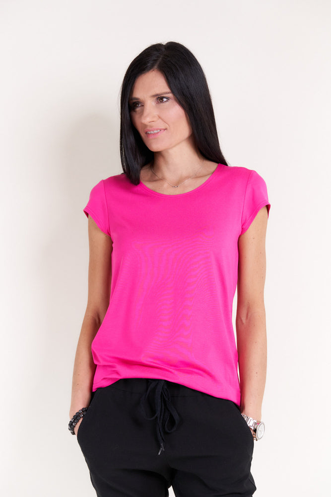 
                  
                    Seidel Basic T-Shirt mit Kappenarm und Rundhals in Pink
                  
                